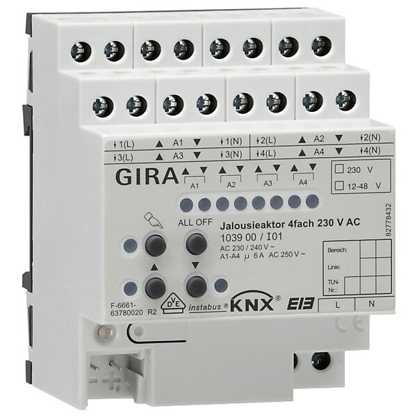 Gira Jalousieaktor 4fach REG KNX/EIB 230V AC 103900